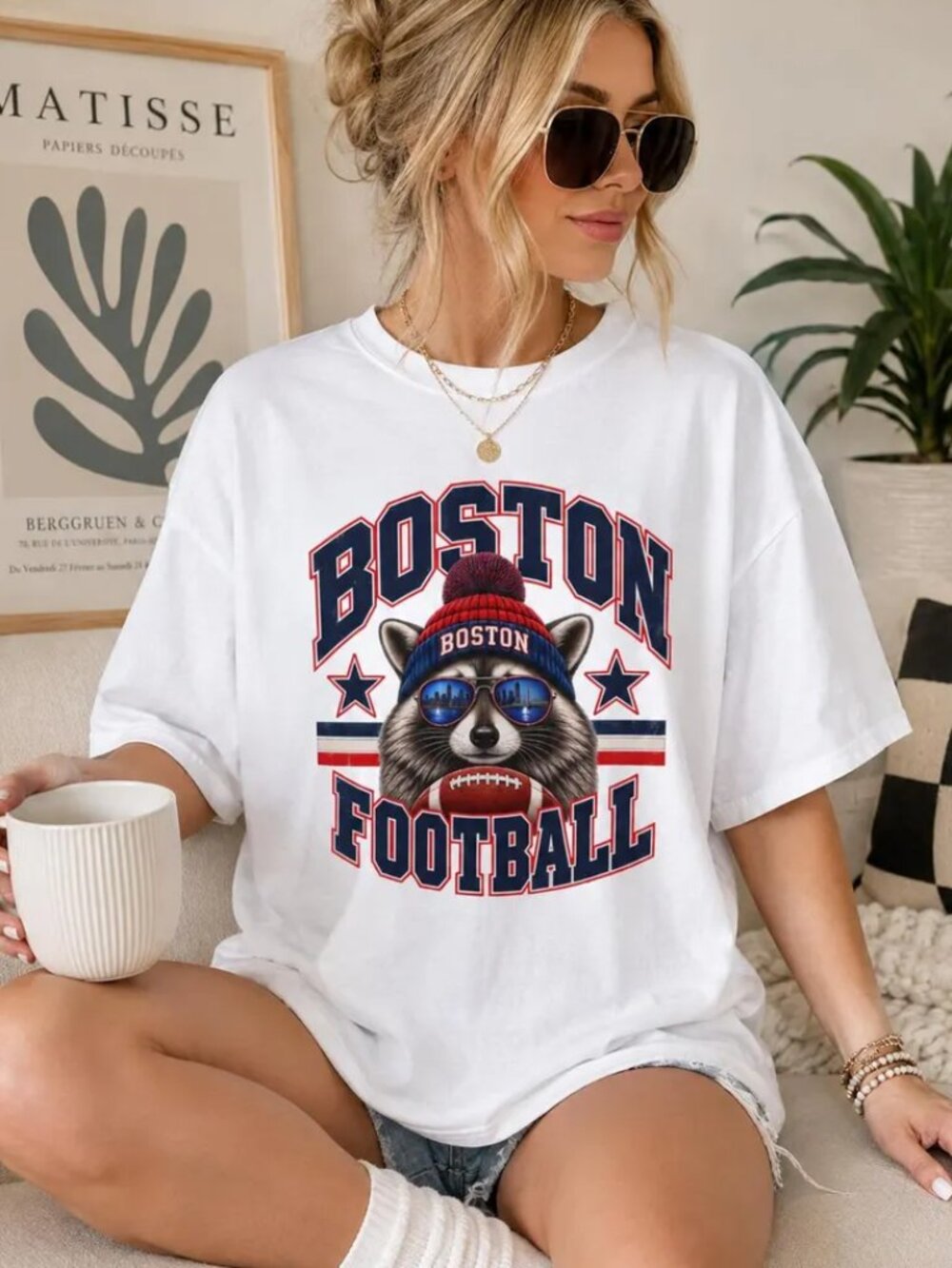 Boston Football Raccoon Shirt Game Day Tee Retro Boston Football T-Shirt